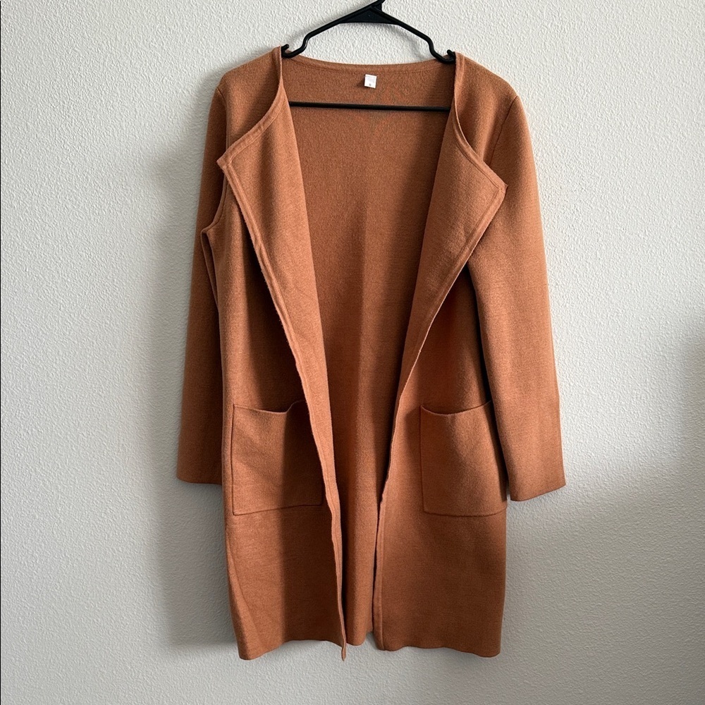 Women's Open Front Cardigan Sweater - Tan Size Small